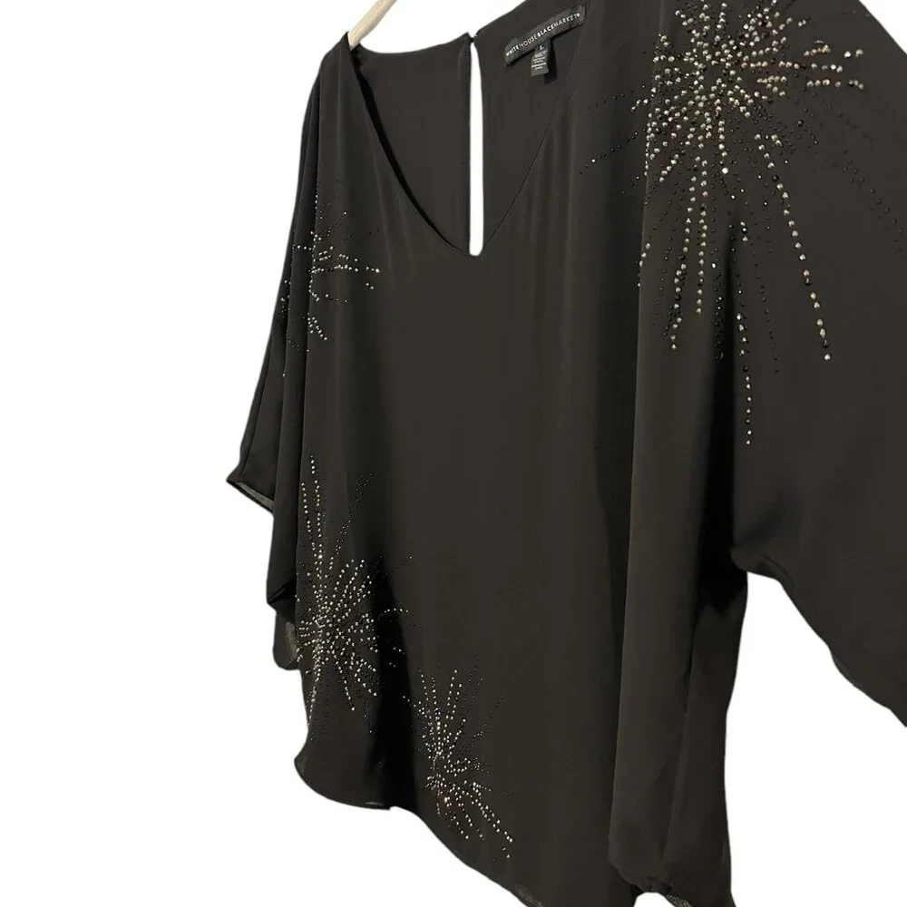 Whitehouse BlackMarket kimono sleeve starburst embellished blouse Size L - Picture 4 of 10